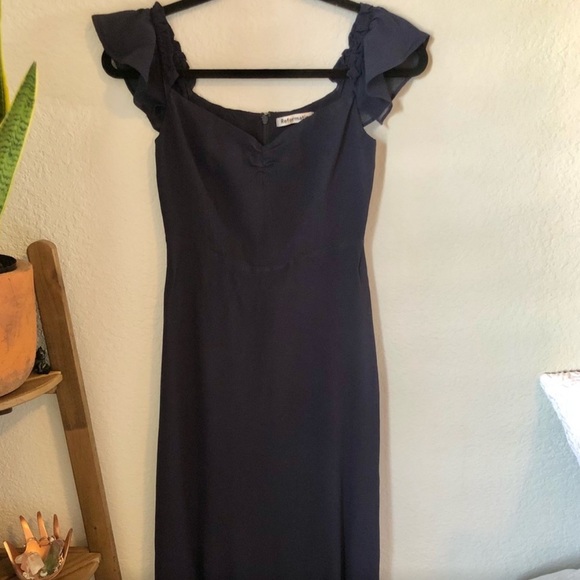 Reformation Butterfly Dress in Navy - Picture 2 of 6